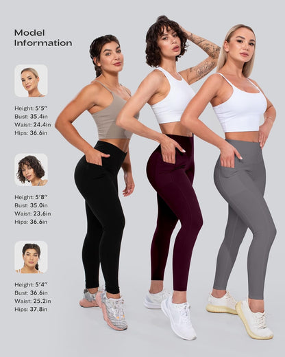 Leggings with Pockets for Women, High Waisted Tummy Control Workout Yoga Pants