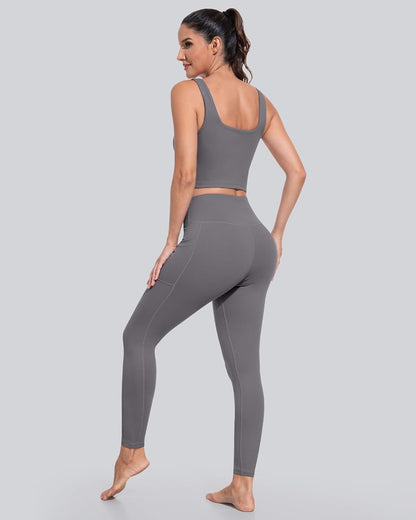 Leggings with Pockets for Women, High Waisted Tummy Control Workout Yoga Pants