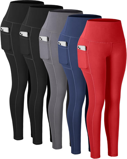 Leggings with Pockets for Women, High Waisted Tummy Control Workout Yoga Pants