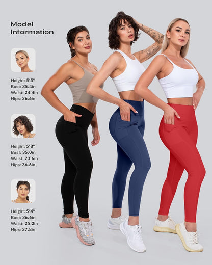 Leggings with Pockets for Women, High Waisted Tummy Control Workout Yoga Pants