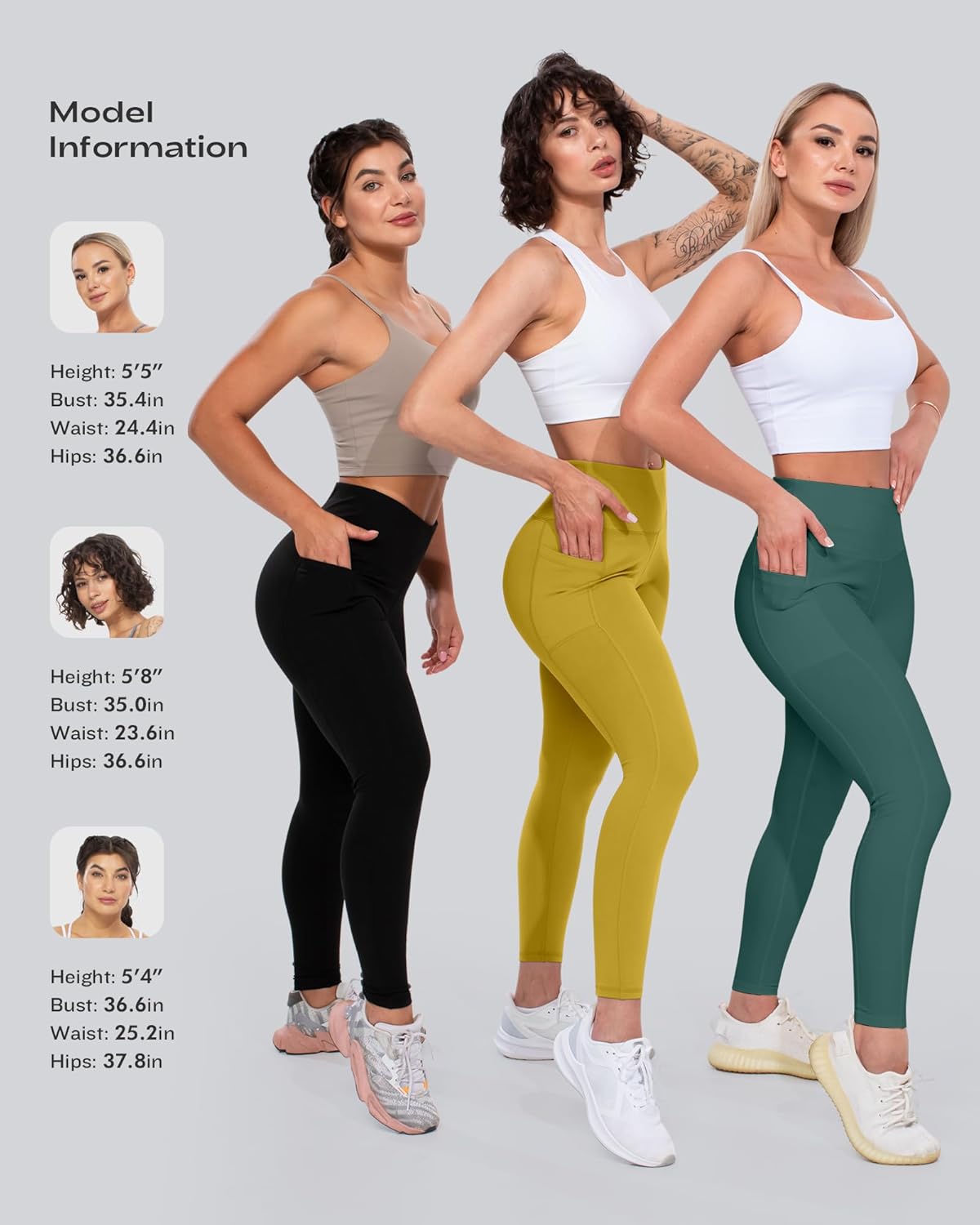 Leggings with Pockets for Women, High Waisted Tummy Control Workout Yoga Pants