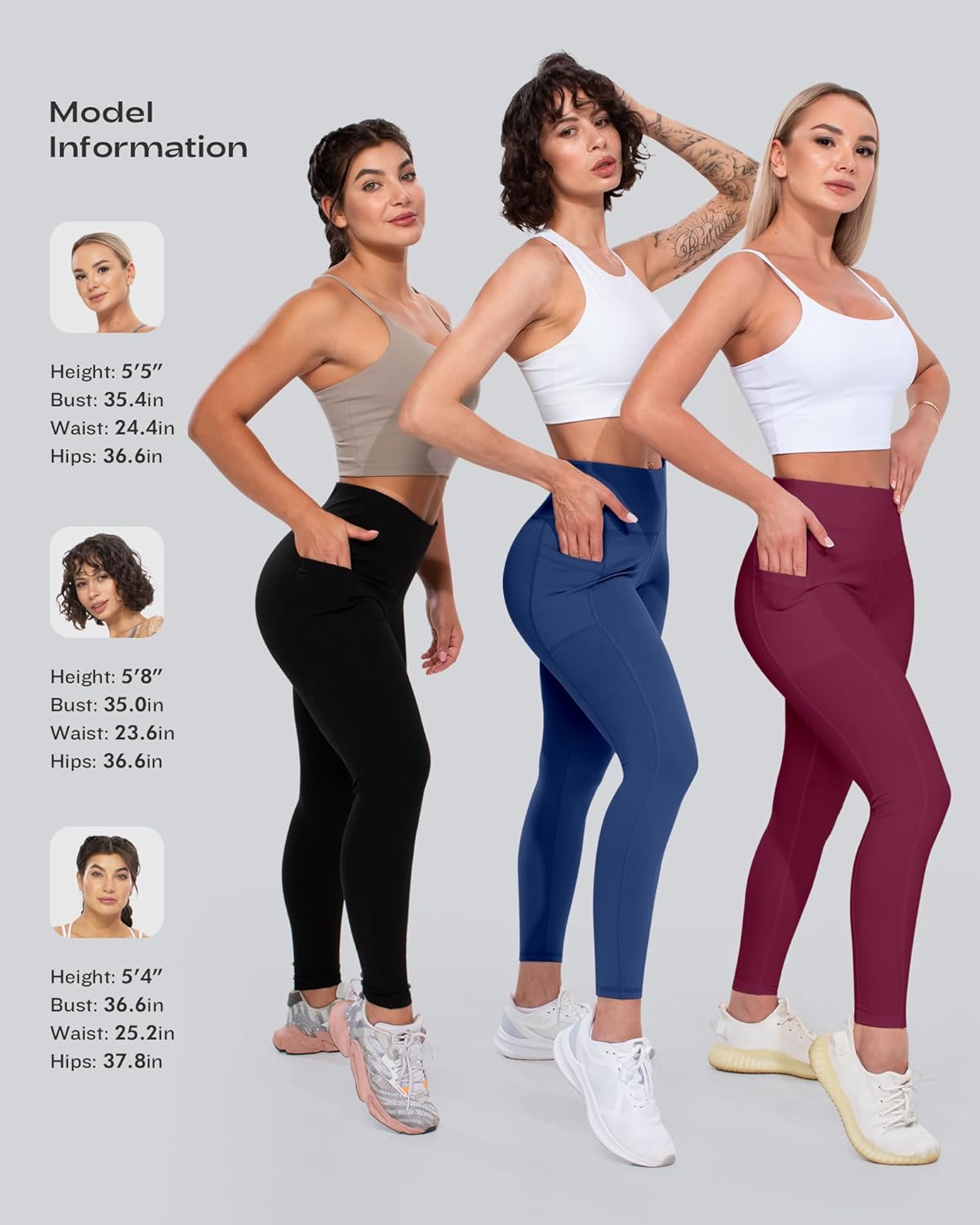 Leggings with Pockets for Women, High Waisted Tummy Control Workout Yoga Pants