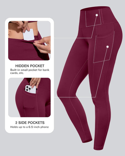 Leggings with Pockets for Women, High Waisted Tummy Control Workout Yoga Pants