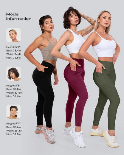 Leggings with Pockets for Women, High Waisted Tummy Control Workout Yoga Pants