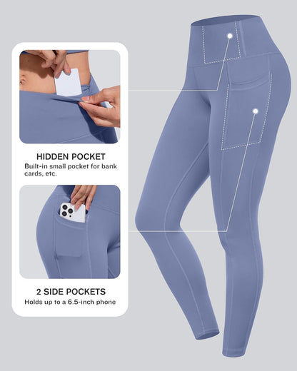 Leggings with Pockets for Women, High Waisted Tummy Control Workout Yoga Pants