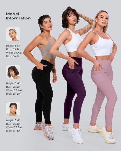 Leggings with Pockets for Women, High Waisted Tummy Control Workout Yoga Pants