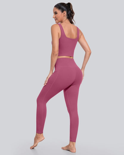 Leggings with Pockets for Women, High Waisted Tummy Control Workout Yoga Pants