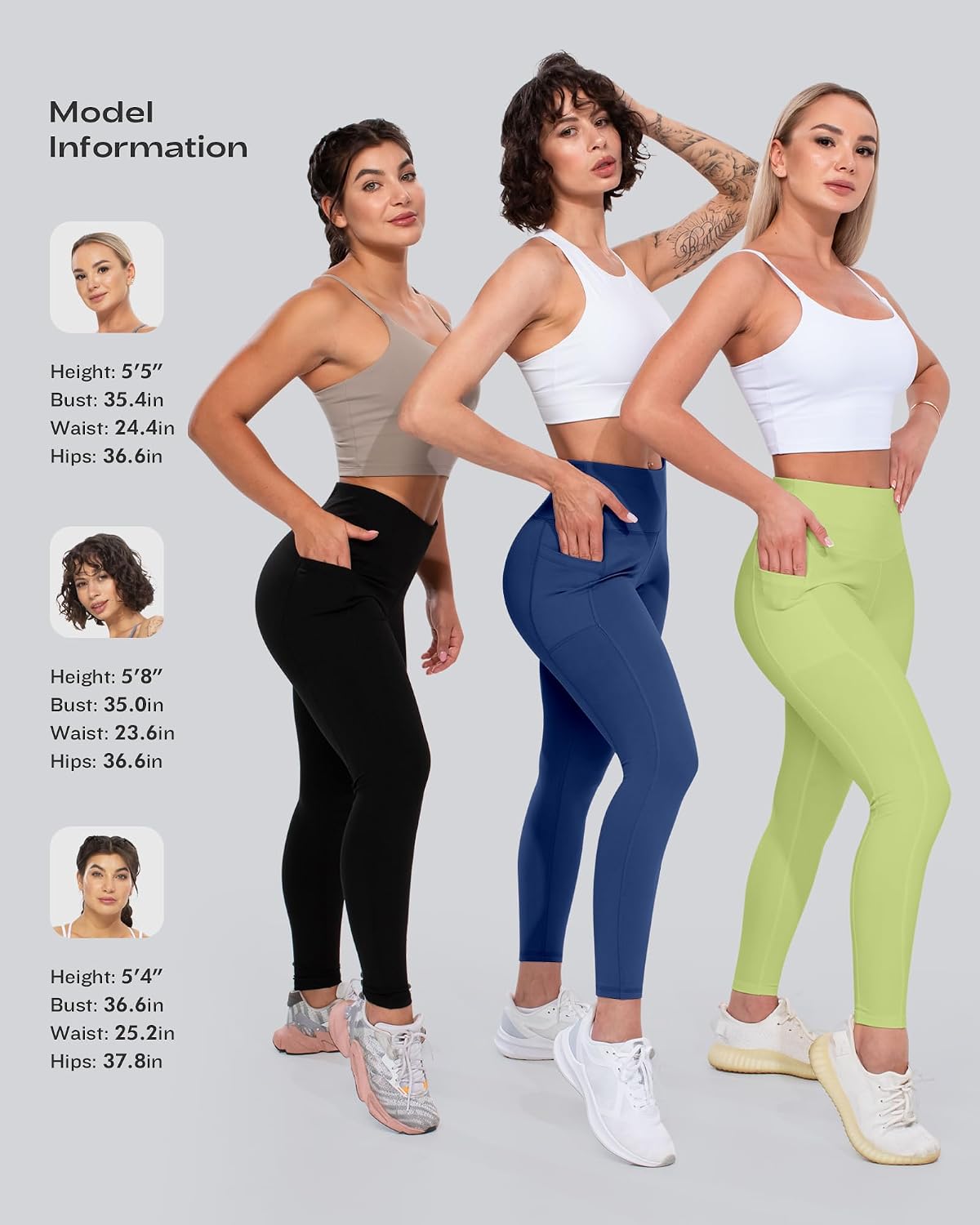 Leggings with Pockets for Women, High Waisted Tummy Control Workout Yoga Pants