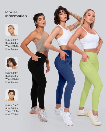 Leggings with Pockets for Women, High Waisted Tummy Control Workout Yoga Pants