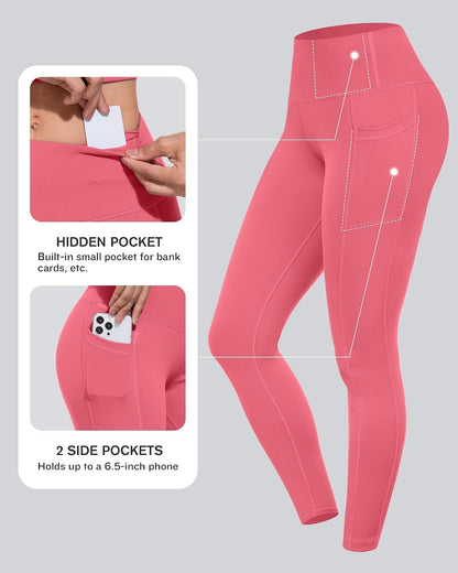 Leggings with Pockets for Women, High Waisted Tummy Control Workout Yoga Pants
