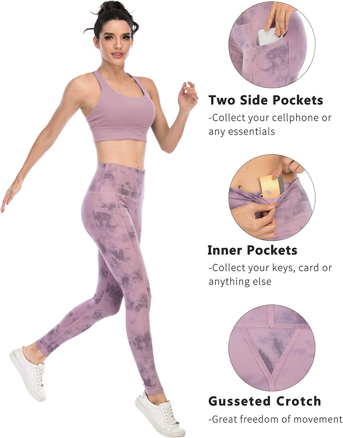 Leggings with Pockets for Women, High Waisted Tummy Control Workout Yoga Pants