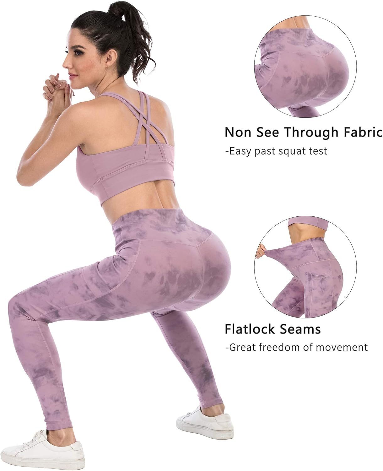 Leggings with Pockets for Women, High Waisted Tummy Control Workout Yoga Pants