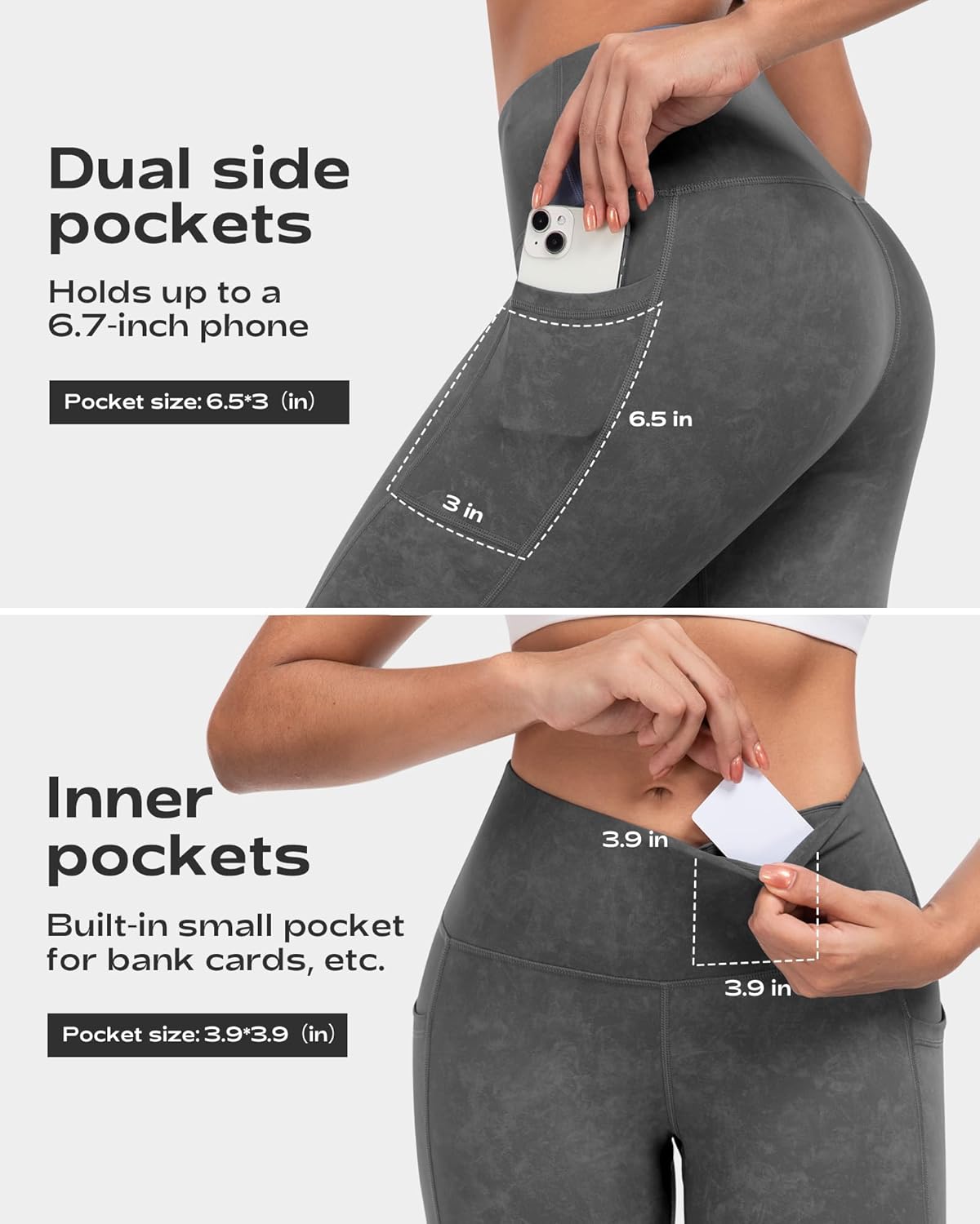 Leggings with Pockets for Women, High Waisted Tummy Control Workout Yoga Pants
