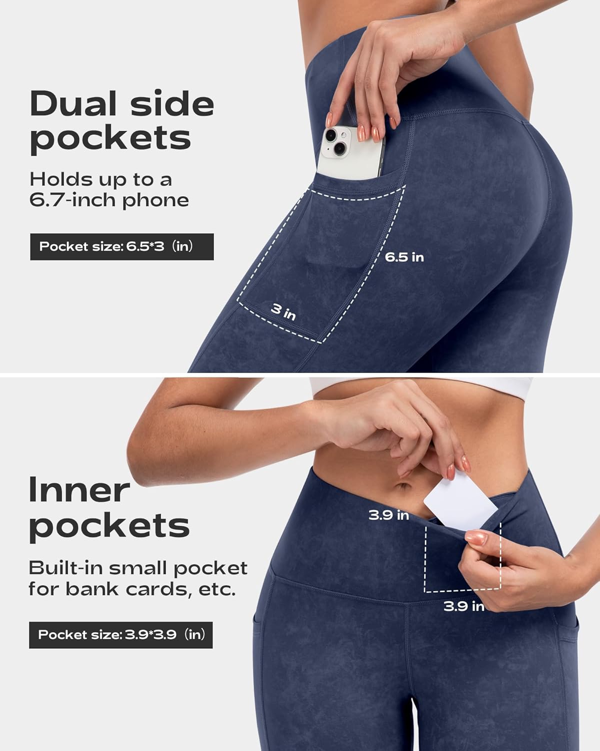 Leggings with Pockets for Women, High Waisted Tummy Control Workout Yoga Pants