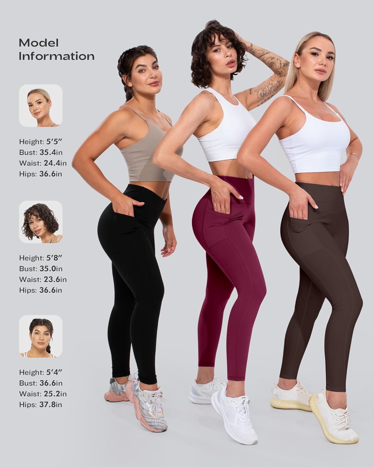 Leggings with Pockets for Women, High Waisted Tummy Control Workout Yoga Pants
