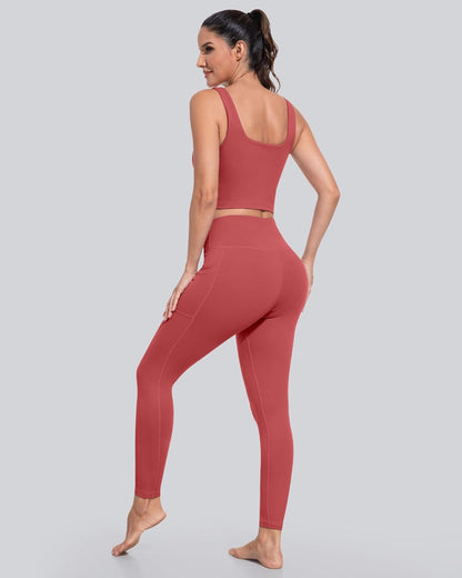 Leggings with Pockets for Women, High Waisted Tummy Control Workout Yoga Pants