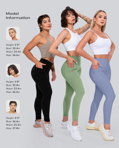 Leggings with Pockets for Women, High Waisted Tummy Control Workout Yoga Pants