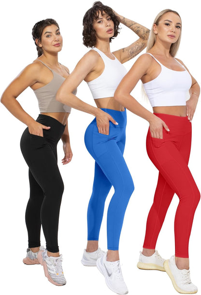 Leggings with Pockets for Women, High Waisted Tummy Control Workout Yoga Pants
