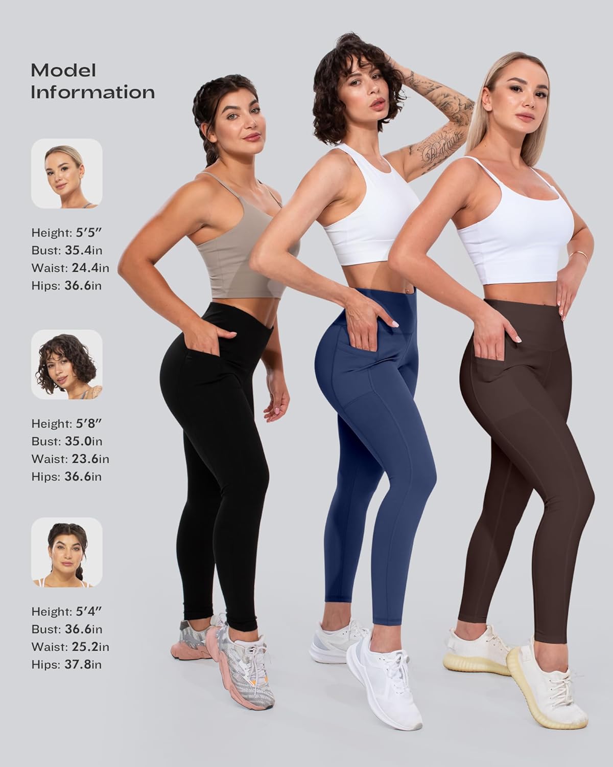 Leggings with Pockets for Women, High Waisted Tummy Control Workout Yoga Pants