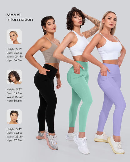 Leggings with Pockets for Women, High Waisted Tummy Control Workout Yoga Pants