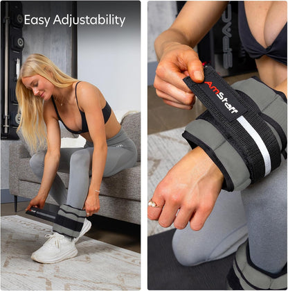 Adjustable Ankle Weights 1 Pair 2 4 6 8 10 Lbs Leg Weight Straps for Strength Training, Walking, Jogging, Running, and Fitness Workouts – 1-5 lbs Each Ankle, 10 lbs Pair Set