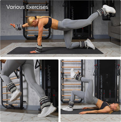 Adjustable Ankle Weights 1 Pair 2 4 6 8 10 Lbs Leg Weight Straps for Strength Training, Walking, Jogging, Running, and Fitness Workouts – 1-5 lbs Each Ankle, 10 lbs Pair Set