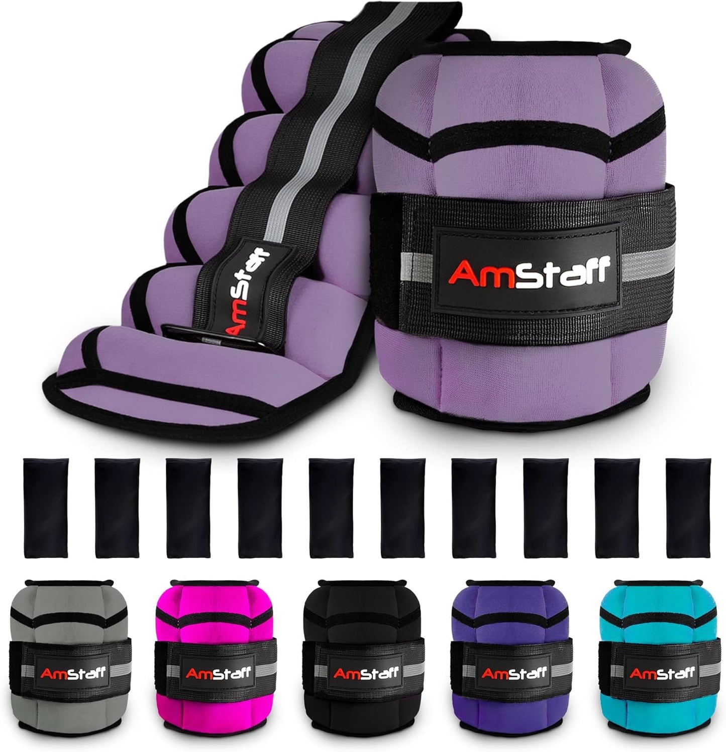 Adjustable Ankle Weights 1 Pair 2 4 6 8 10 Lbs Leg Weight Straps for Strength Training, Walking, Jogging, Running, and Fitness Workouts – 1-5 lbs Each Ankle, 10 lbs Pair Set