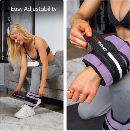 Adjustable Ankle Weights 1 Pair 2 4 6 8 10 Lbs Leg Weight Straps for Strength Training, Walking, Jogging, Running, and Fitness Workouts – 1-5 lbs Each Ankle, 10 lbs Pair Set
