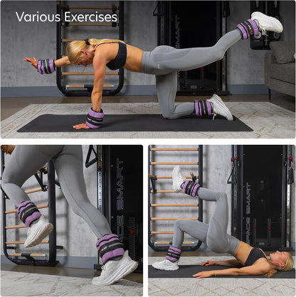 Adjustable Ankle Weights 1 Pair 2 4 6 8 10 Lbs Leg Weight Straps for Strength Training, Walking, Jogging, Running, and Fitness Workouts – 1-5 lbs Each Ankle, 10 lbs Pair Set