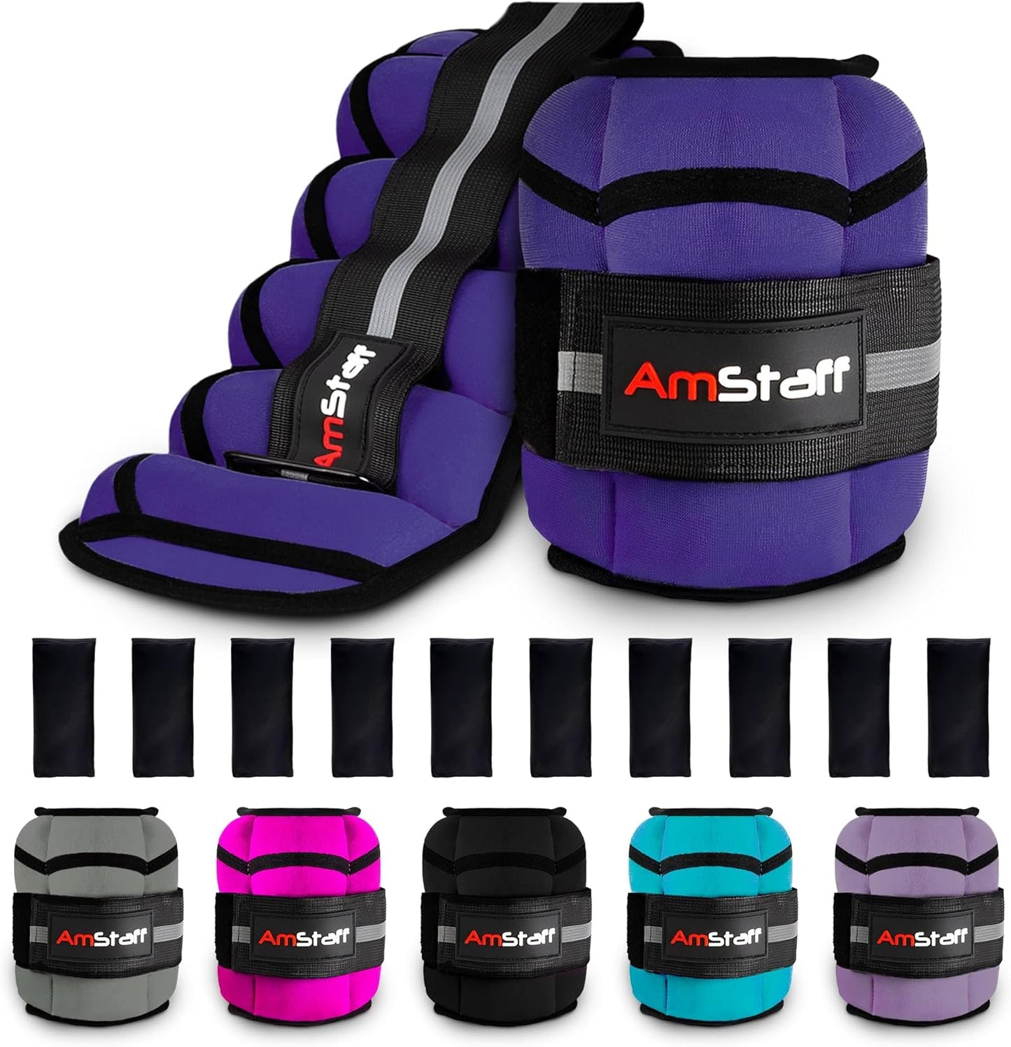 Adjustable Ankle Weights 1 Pair 2 4 6 8 10 Lbs Leg Weight Straps for Strength Training, Walking, Jogging, Running, and Fitness Workouts – 1-5 lbs Each Ankle, 10 lbs Pair Set