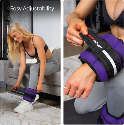 Adjustable Ankle Weights 1 Pair 2 4 6 8 10 Lbs Leg Weight Straps for Strength Training, Walking, Jogging, Running, and Fitness Workouts – 1-5 lbs Each Ankle, 10 lbs Pair Set