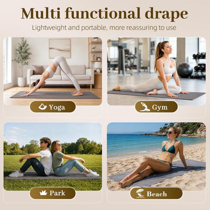 Non Slip Yoga Mat Towel with Silicone Grip Dots, Sweat Absorbent for Hot Yoga Pilates Workout Fitness, 72"x24" Machine Washable with Carry Bag