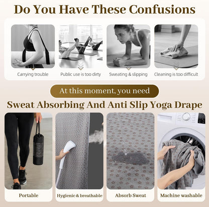 Non Slip Yoga Mat Towel with Silicone Grip Dots, Sweat Absorbent for Hot Yoga Pilates Workout Fitness, 72"x24" Machine Washable with Carry Bag