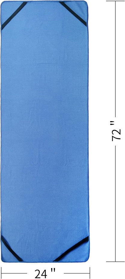 Microfiber Hot Yoga Towel Mat with Non-Slip Silicone Grip and Secure Fit Elastic Straps, 24 x 72 in (Purple)