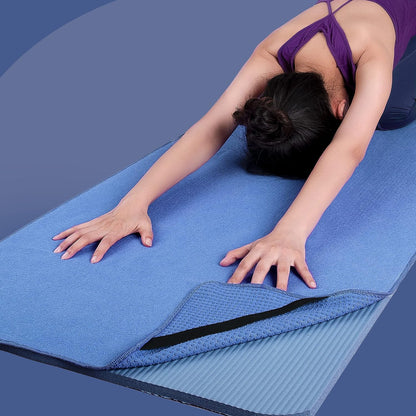 Microfiber Hot Yoga Towel Mat with Non-Slip Silicone Grip and Secure Fit Elastic Straps, 24 x 72 in (Purple)