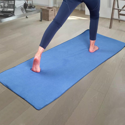 Microfiber Hot Yoga Towel Mat with Non-Slip Silicone Grip and Secure Fit Elastic Straps, 24 x 72 in (Purple)