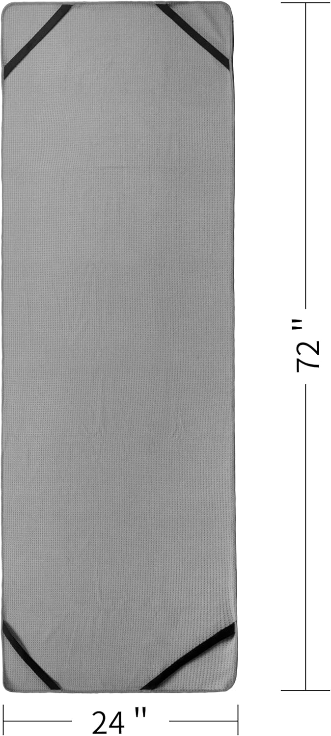 Microfiber Hot Yoga Towel Mat with Non-Slip Silicone Grip and Secure Fit Elastic Straps, 24 x 72 in (Purple)