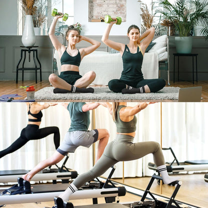 Pilates Socks for Women with Non Slip Grippers, Yoga Crew Socks for Barre Hospital Sticky Slipper Socks 4 Pairs