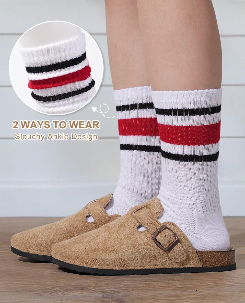 Pilates Socks for Women with Non Slip Grippers, Yoga Crew Socks for Barre Hospital Sticky Slipper Socks 4 Pairs