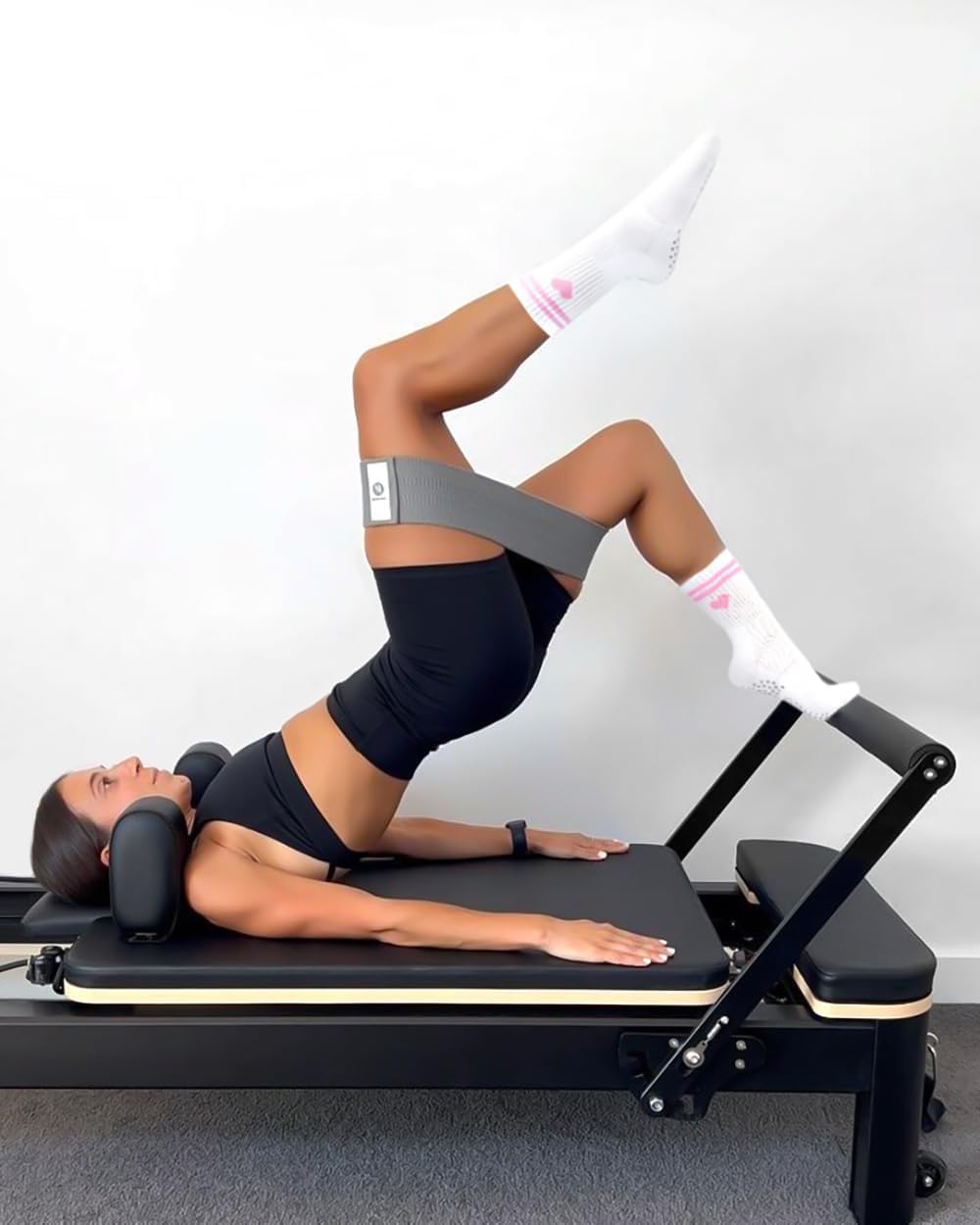 Pilates Socks for Women with Non Slip Grippers, Yoga Crew Socks for Barre Hospital Sticky Slipper Socks 4 Pairs