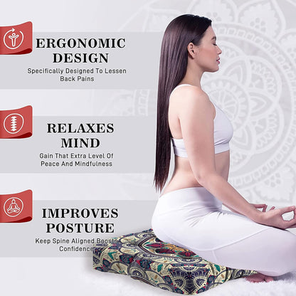Mandala Meditation Cushion, Boho Meditation Mat, Meditation Pillows for Sitting on Floor, Cushions for Sitting in Home and Outdoor, Round Floor Pillows Cushion Seating for Yoga Accessories 22'' X 22''
