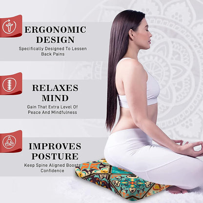 Mandala Meditation Cushion, Boho Meditation Mat, Meditation Pillows for Sitting on Floor, Cushions for Sitting in Home and Outdoor, Round Floor Pillows Cushion Seating for Yoga Accessories 22'' X 22''