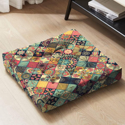 Mandala Meditation Cushion, Boho Meditation Mat, Meditation Pillows for Sitting on Floor, Cushions for Sitting in Home and Outdoor, Round Floor Pillows Cushion Seating for Yoga Accessories 22'' X 22''