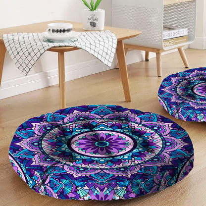 Mandala Meditation Cushion, Boho Meditation Mat, Meditation Pillows for Sitting on Floor, Cushions for Sitting in Home and Outdoor, Round Floor Pillows Cushion Seating for Yoga Accessories 22'' X 22''