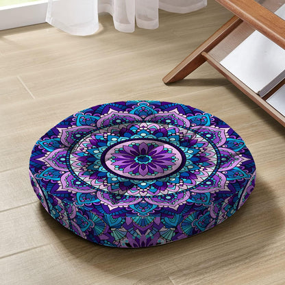 Mandala Meditation Cushion, Boho Meditation Mat, Meditation Pillows for Sitting on Floor, Cushions for Sitting in Home and Outdoor, Round Floor Pillows Cushion Seating for Yoga Accessories 22'' X 22''