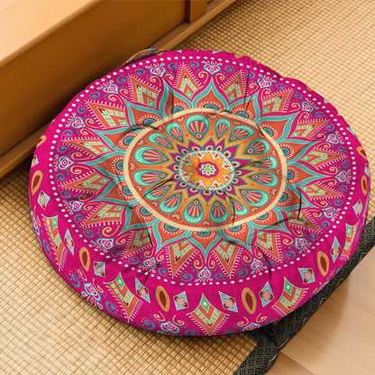 Mandala Meditation Cushion, Boho Meditation Mat, Meditation Pillows for Sitting on Floor, Cushions for Sitting in Home and Outdoor, Round Floor Pillows Cushion Seating for Yoga Accessories 22'' X 22''