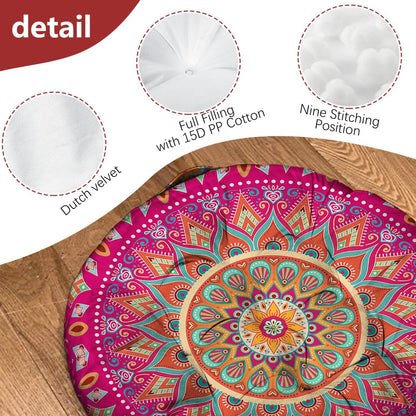 Mandala Meditation Cushion, Boho Meditation Mat, Meditation Pillows for Sitting on Floor, Cushions for Sitting in Home and Outdoor, Round Floor Pillows Cushion Seating for Yoga Accessories 22'' X 22''