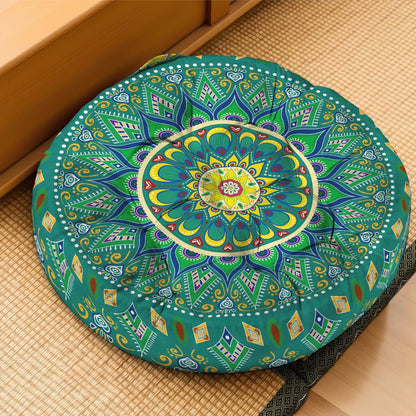 Mandala Meditation Cushion, Boho Meditation Mat, Meditation Pillows for Sitting on Floor, Cushions for Sitting in Home and Outdoor, Round Floor Pillows Cushion Seating for Yoga Accessories 22'' X 22''
