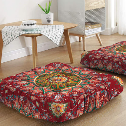 Mandala Meditation Cushion, Boho Meditation Mat, Meditation Pillows for Sitting on Floor, Cushions for Sitting in Home and Outdoor, Round Floor Pillows Cushion Seating for Yoga Accessories 22'' X 22''
