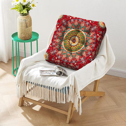 Mandala Meditation Cushion, Boho Meditation Mat, Meditation Pillows for Sitting on Floor, Cushions for Sitting in Home and Outdoor, Round Floor Pillows Cushion Seating for Yoga Accessories 22'' X 22''
